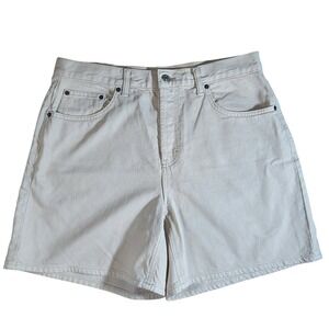 Topshop Editor Denim Shorts Womens US12 Beige‎ High Waist Casual